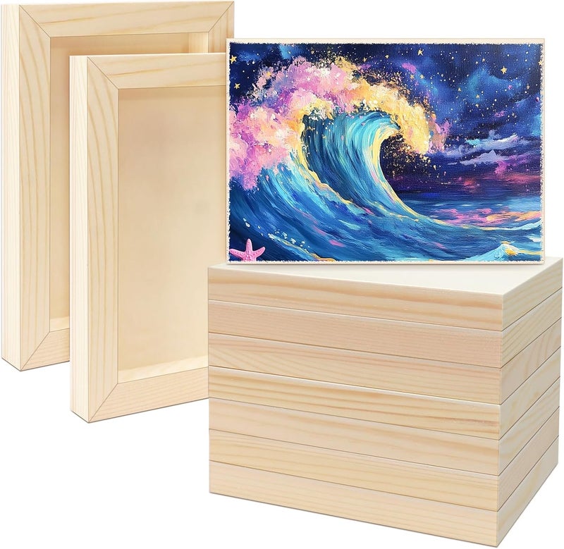 FSWCCK 10 Pack 5 x 7 inch Wood Panel Boards, Unfinished Wood Canvas Panels for Crafts, Painting Canvas, DIY Art Projects, Pouring, Arts Use with Oils, Acrylics - Image 1